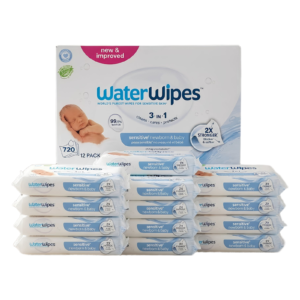 WaterWipes Sensitive+ Newborn & Baby Wipes | 720 Count Bulk Buy (12 x 60 Wipes)