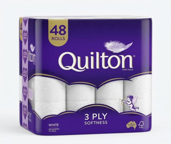 Quilton 3-Ply Toilet Tissue 48 Pack (1 x 48 Rolls)